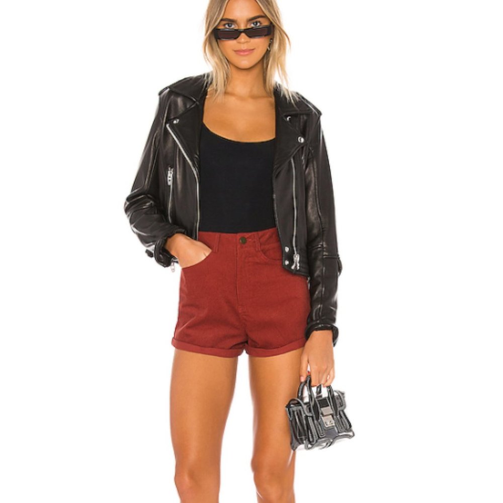 NWT SUPERDOWN high rise rust corduroy shorts